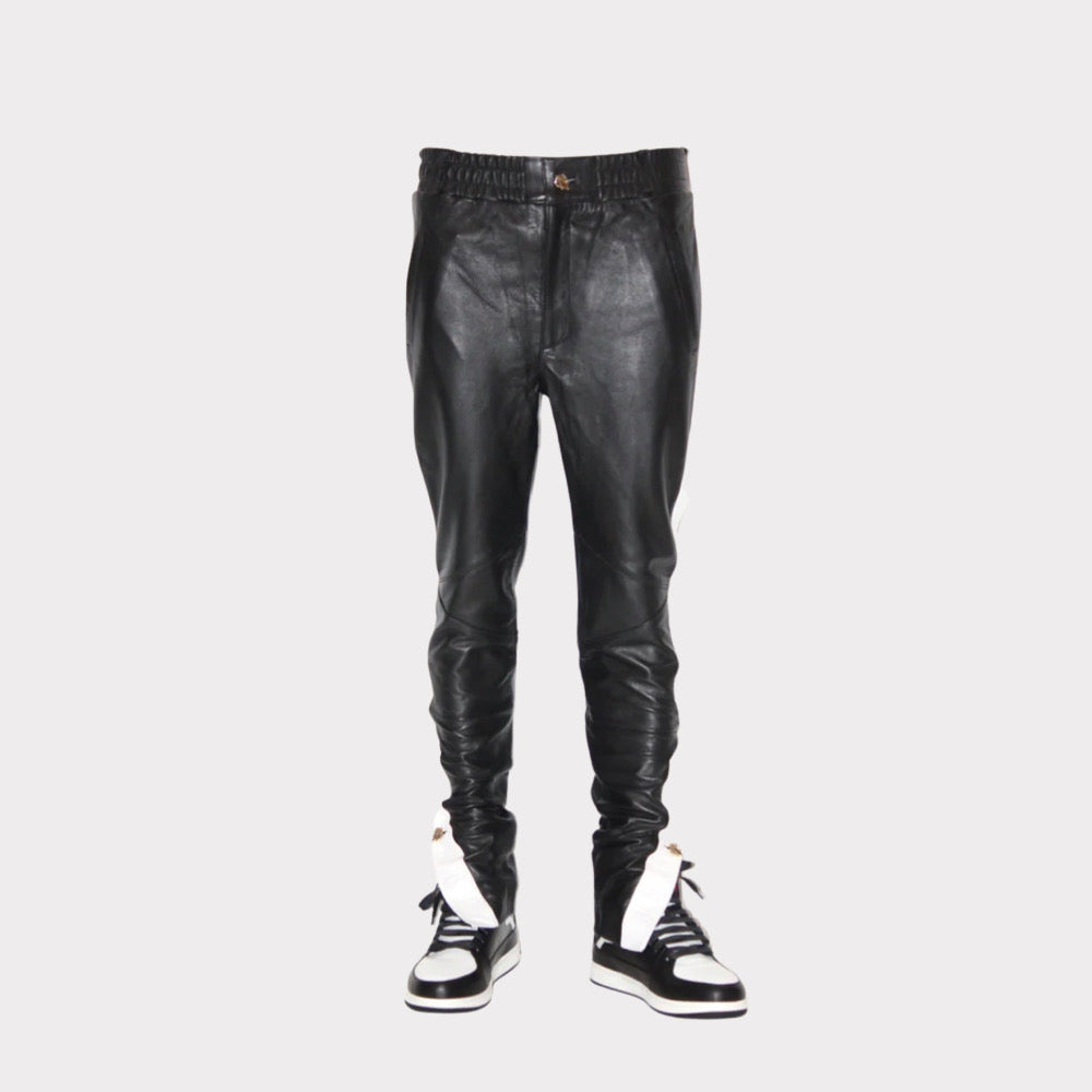 Leather Court Pants (Black/White)