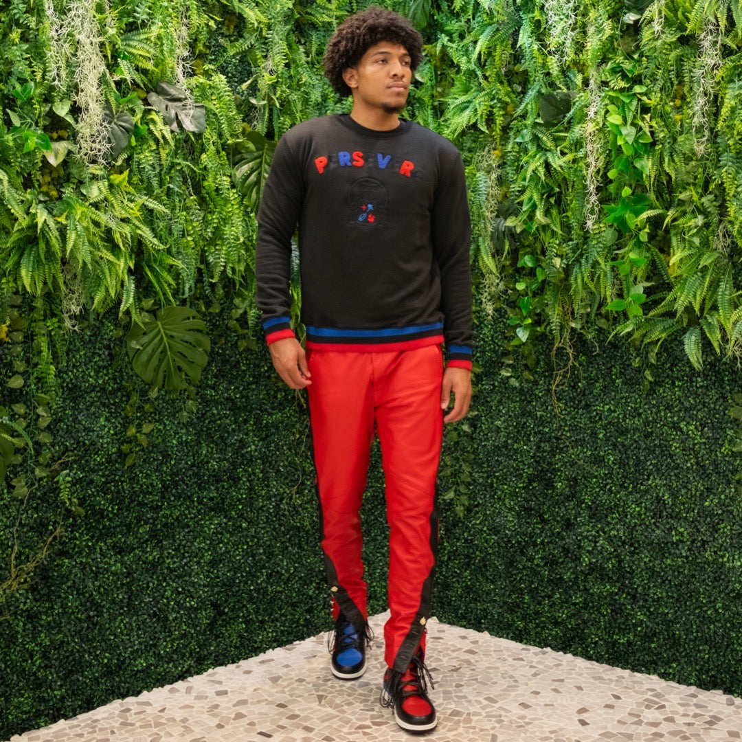 Leather Court Pants (Red/Black)
