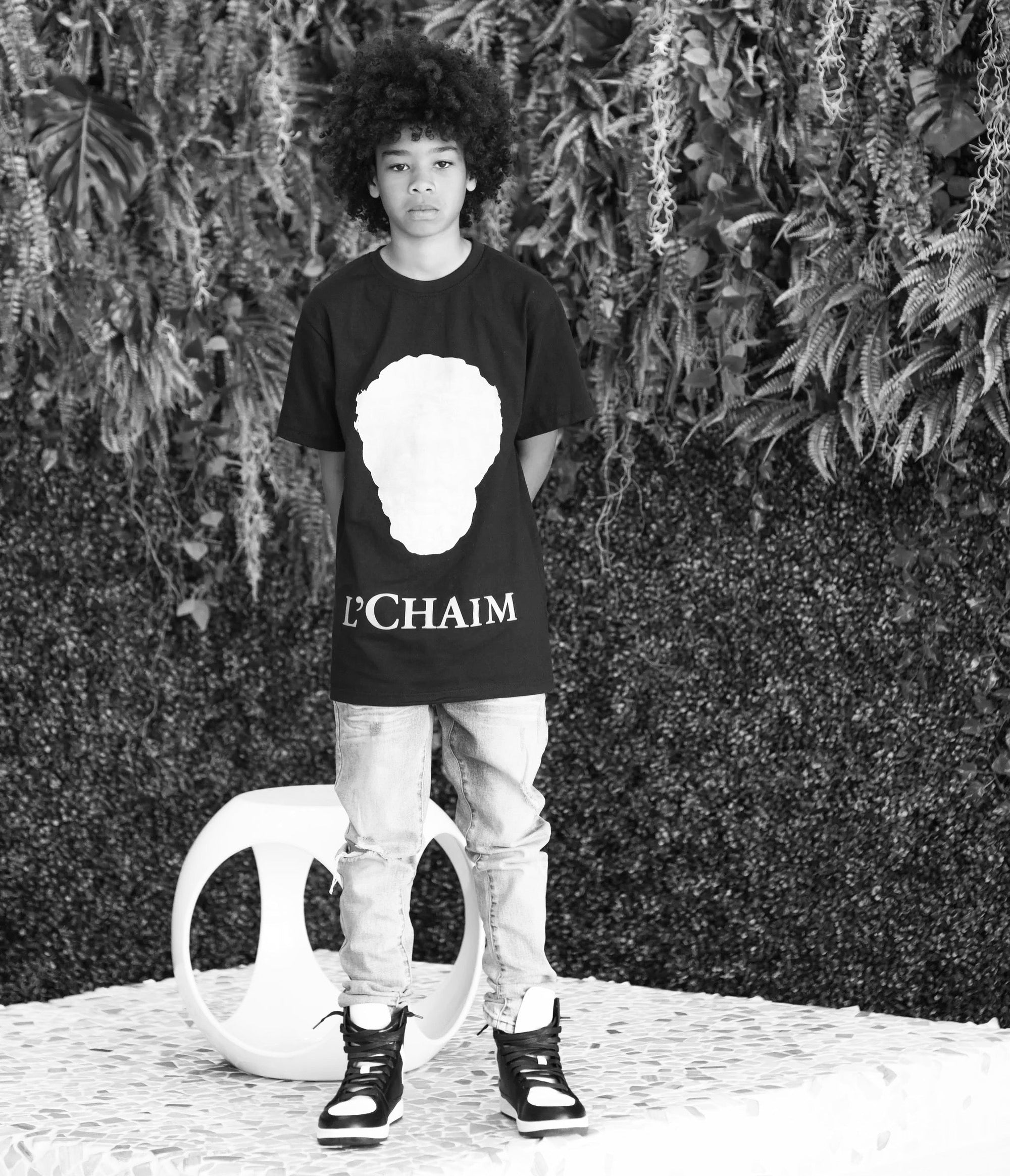 L’CHAIM x PRSVR White Designer Tee