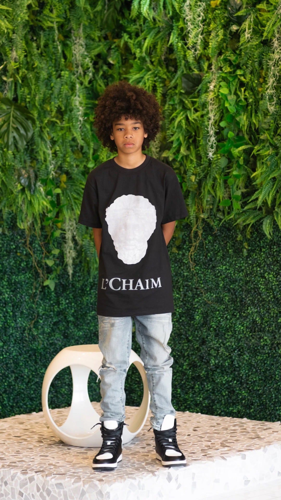 L’CHAIM x PRSVR White Designer Tee