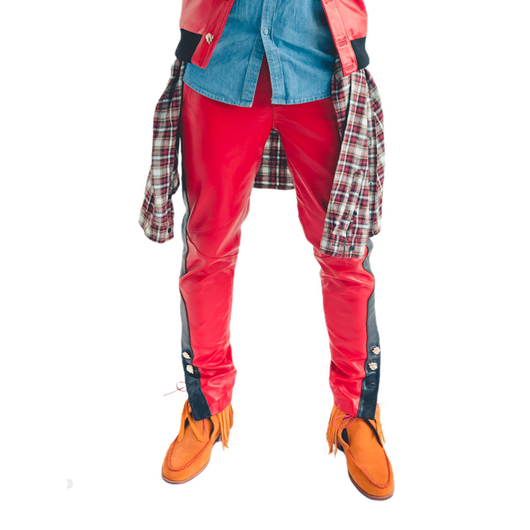Leather Court Pants (Red/Black)