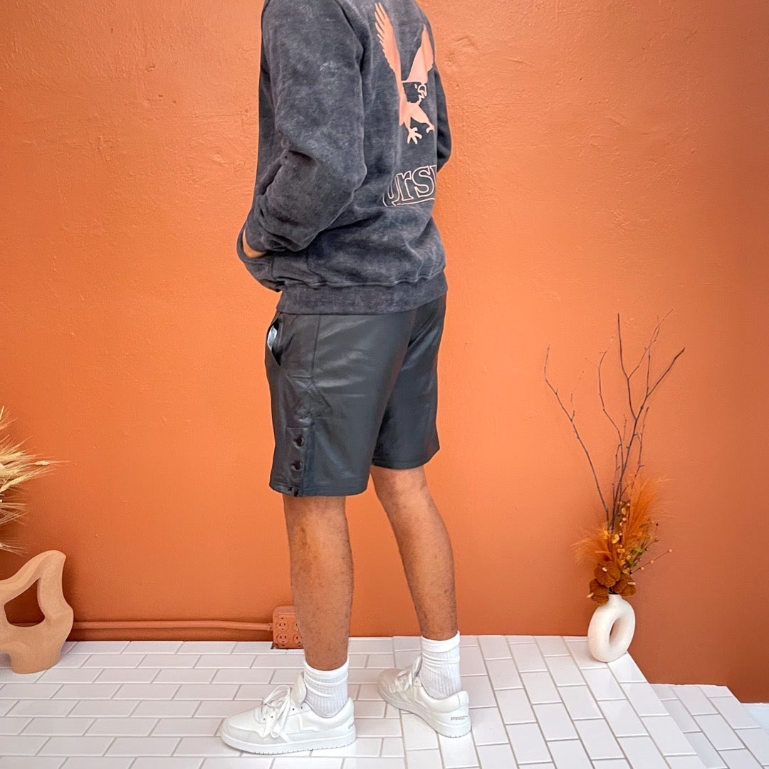 Leather Court Shorts (Black)