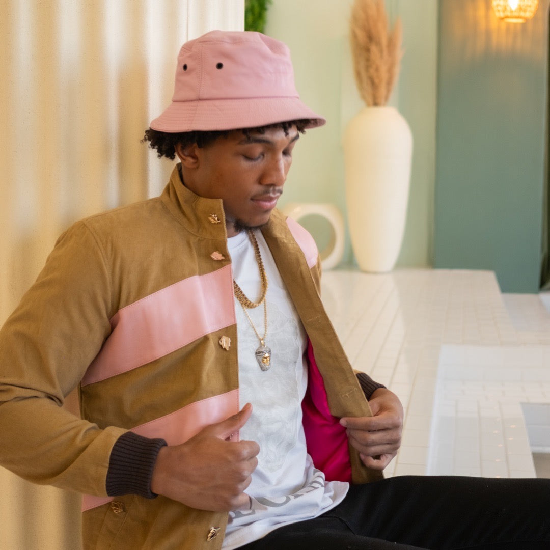 The Pink Leather Bucket Hat