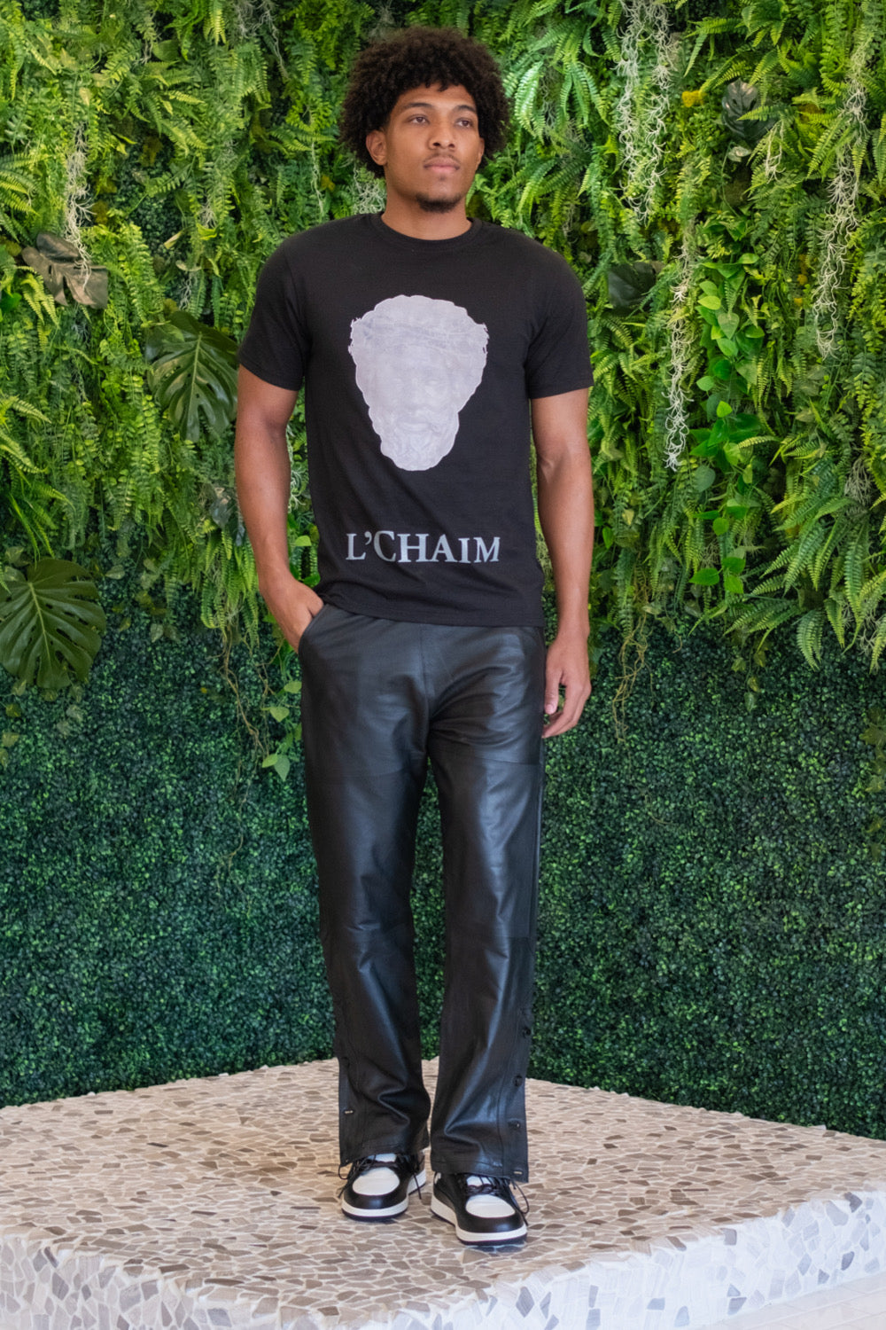 Black Leather Court Trouser