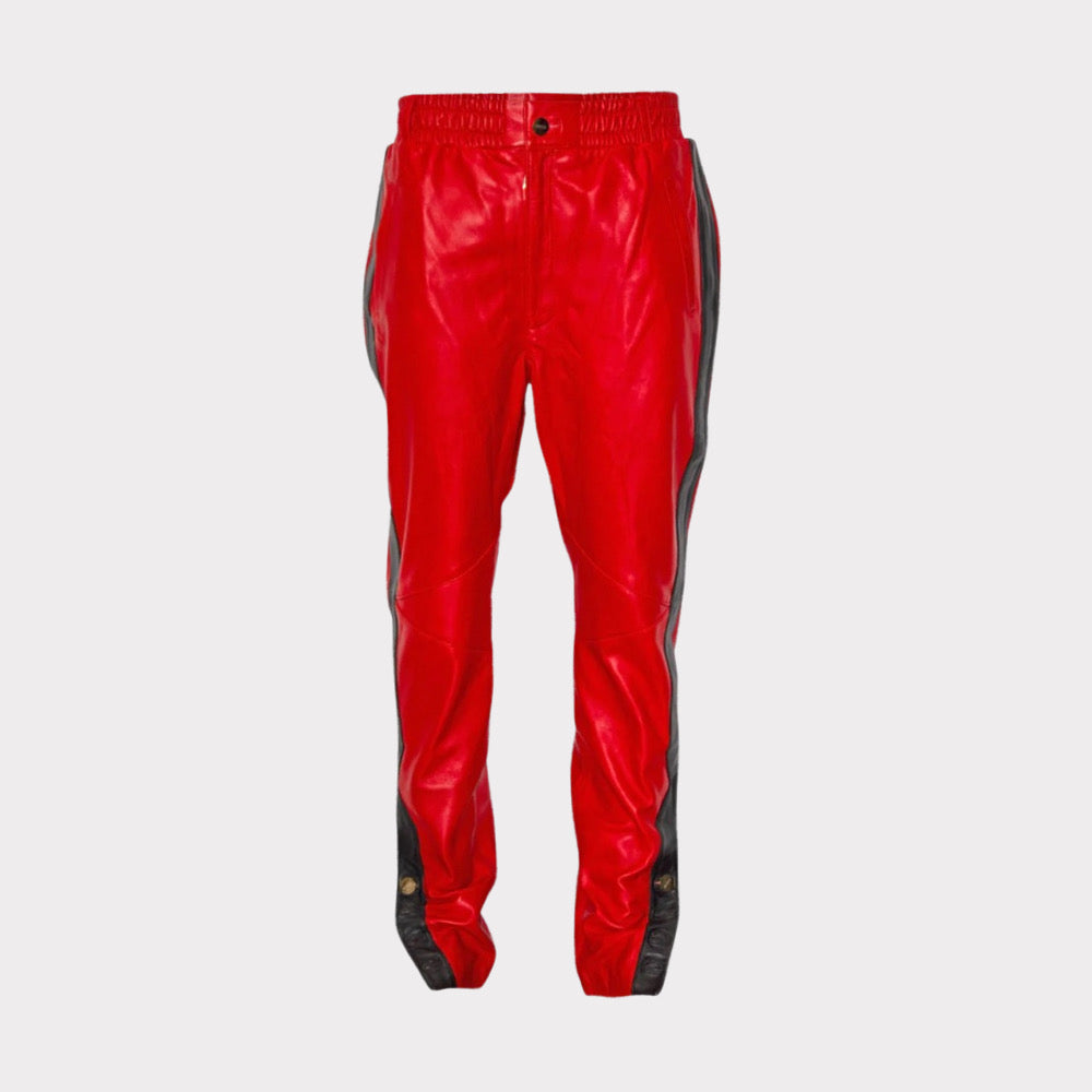 Leather Court Pants (Red/Black)
