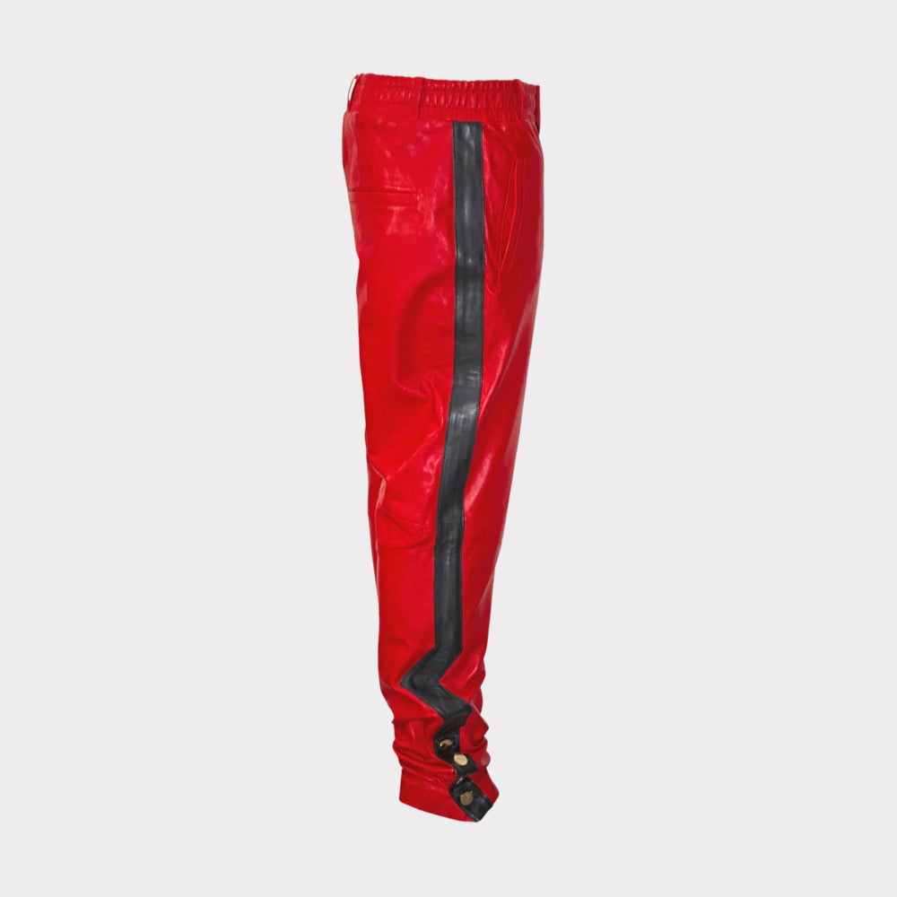 Leather Court Pants (Red/Black)